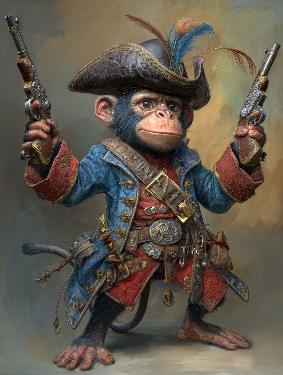 Pirate Monkey Illustration Poster. poster — illustration art