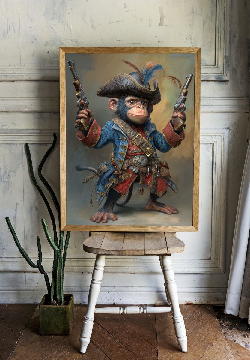 Pirate Monkey Illustration Poster room preview