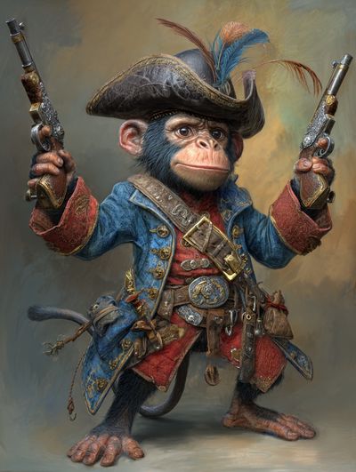 Pirate Monkey Illustration Poster. poster