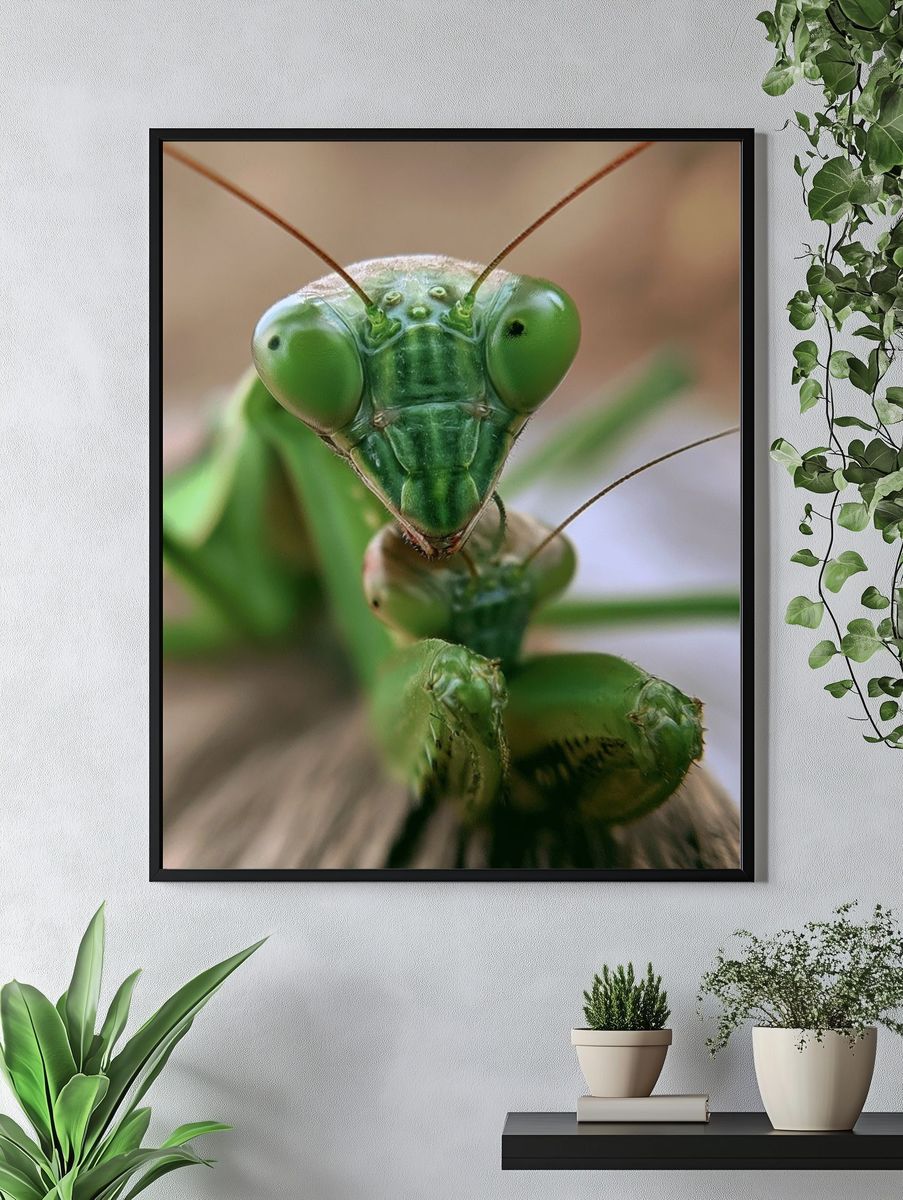 Praying Mantis Macro Photography Poster. — room view 4