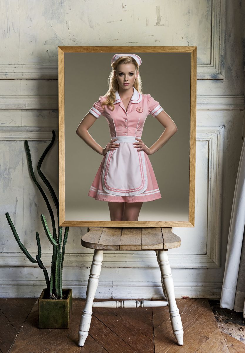 Pink Nurse Portrait Poster. — room view 1