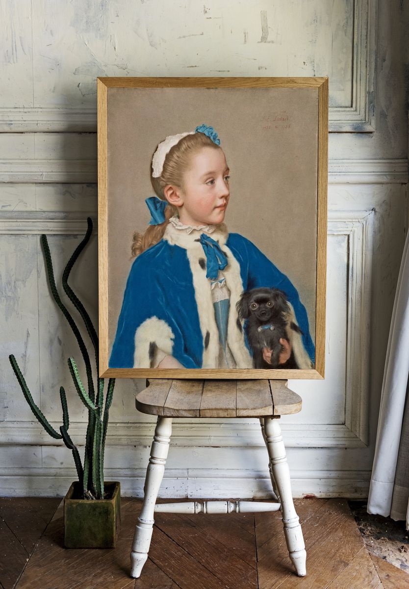 Portrait of a Young Girl with Dog — Fine Art Print room preview