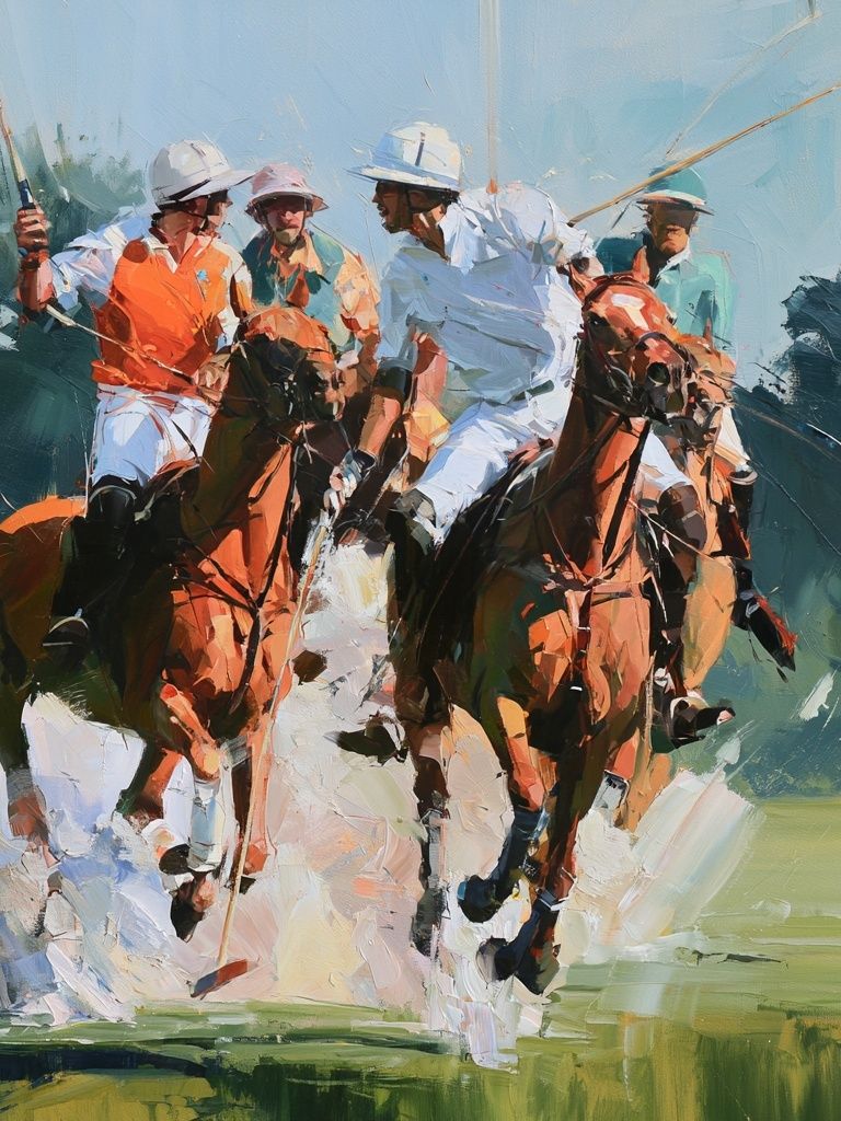 Polo Match Oil Painting Poster. poster detail