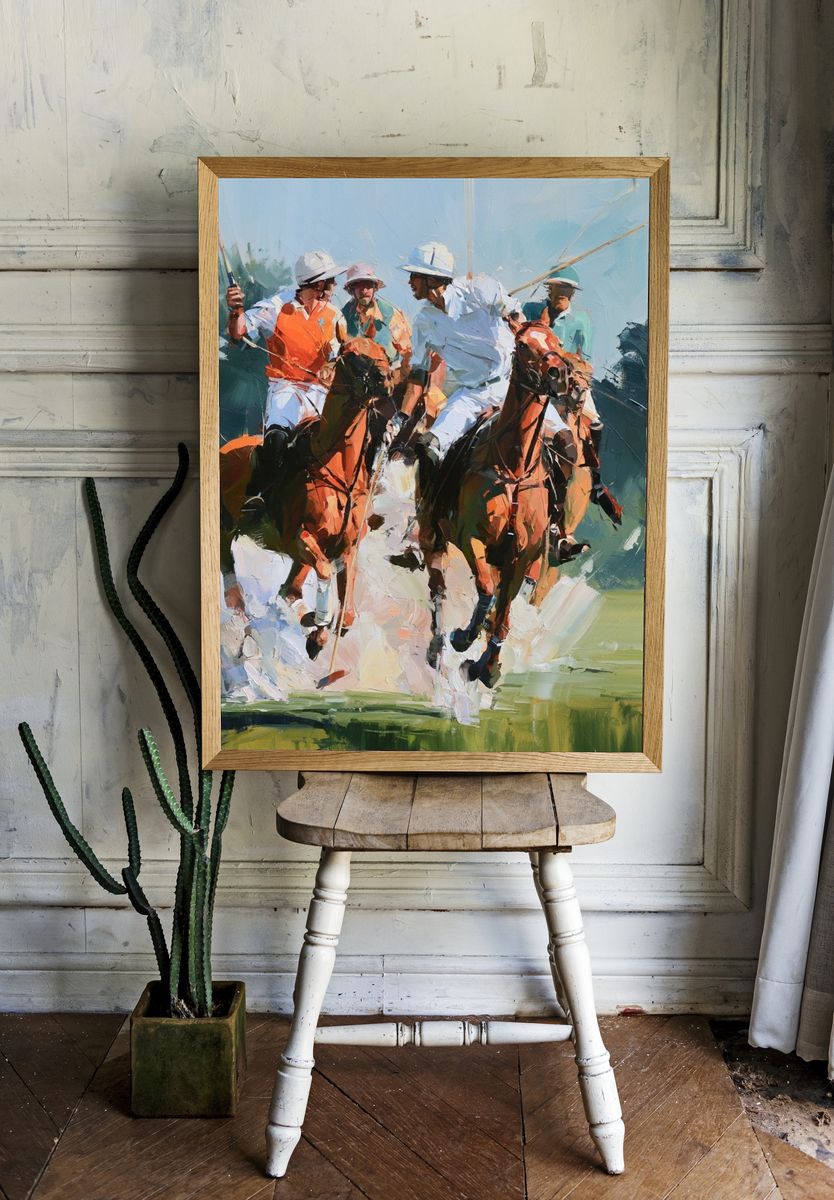 Polo Match Oil Painting Poster. — room view 1