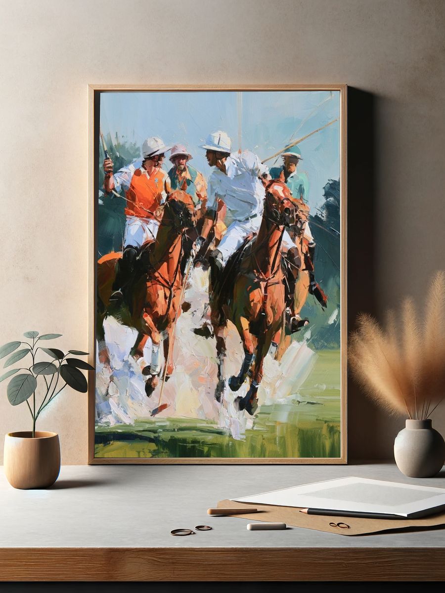 Polo Match Oil Painting Poster. — room view 2