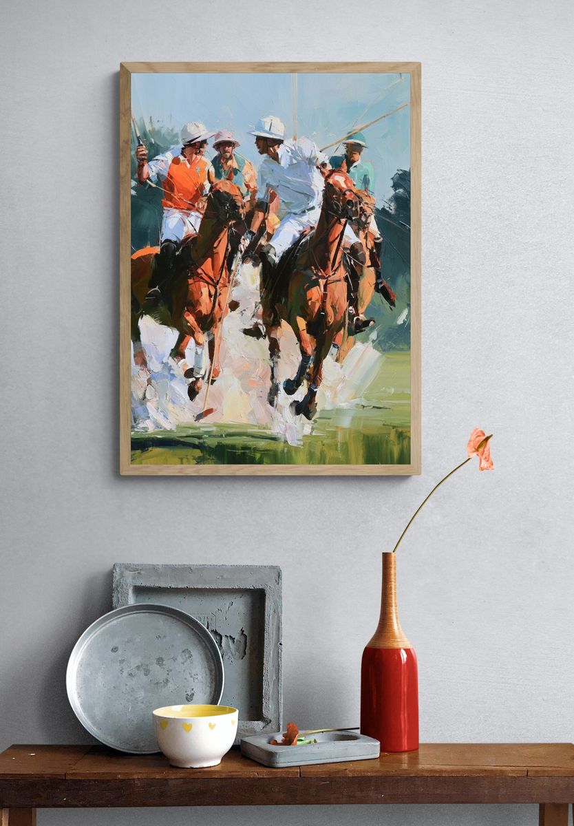 Polo Match Oil Painting Poster. — room view 3