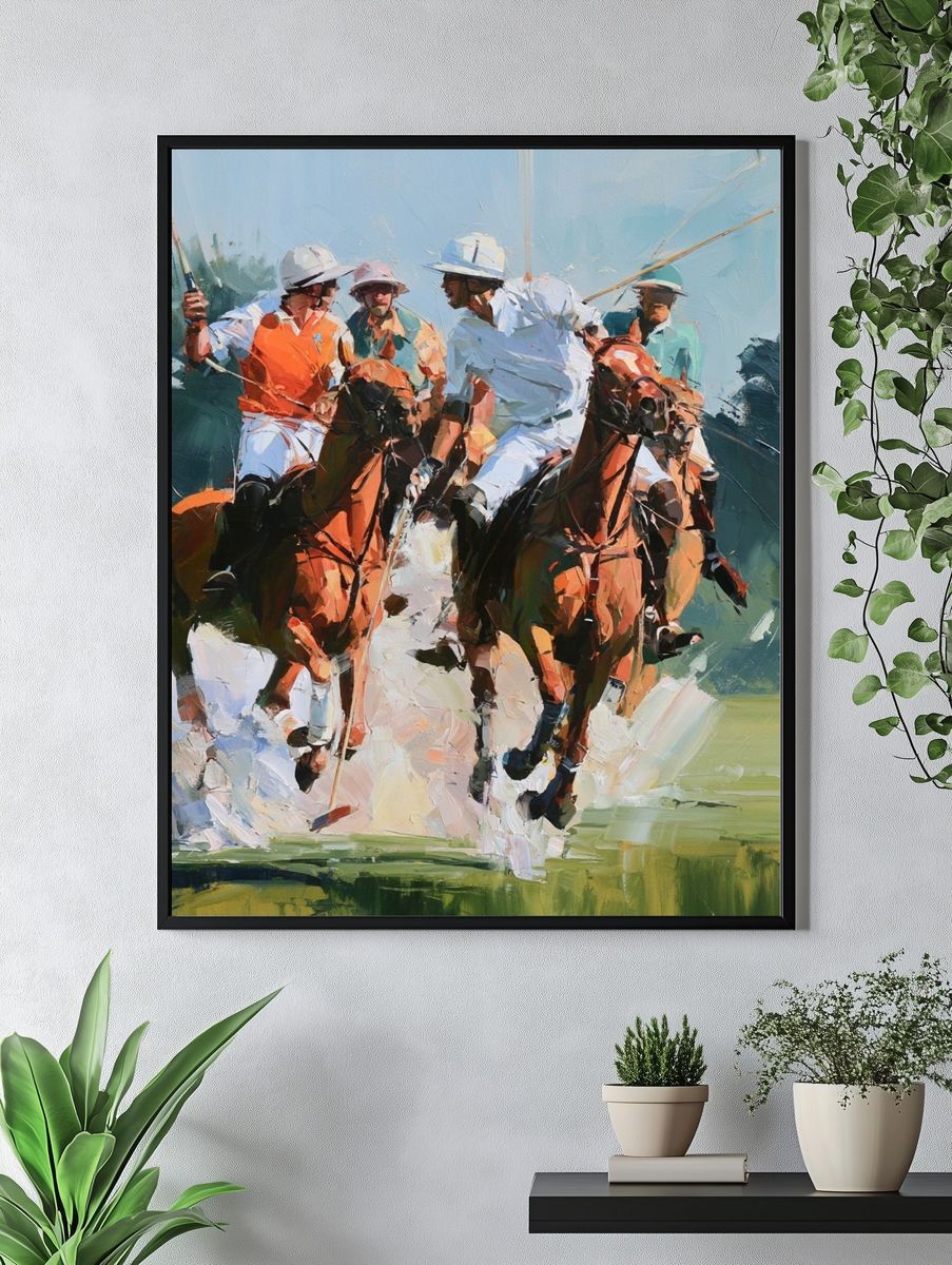 Polo Match Oil Painting Poster. — room view 4