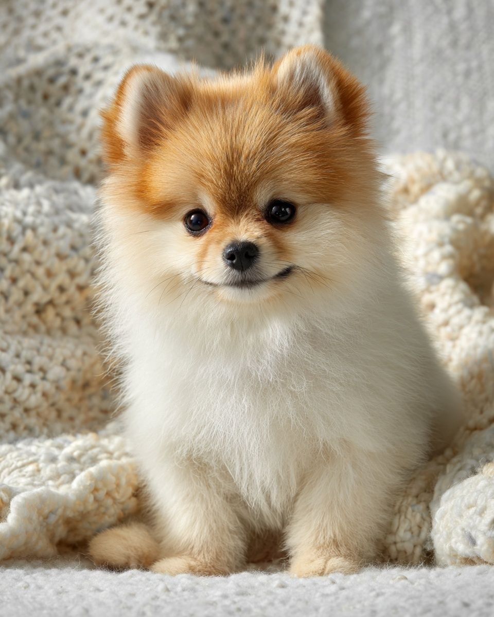 Pomeranian Puppy Portrait Print. poster detail