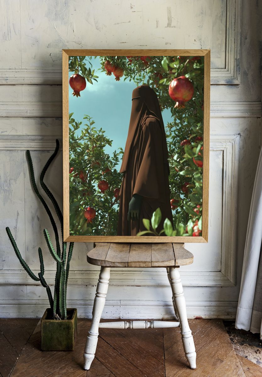 Pomegranate Orchard — Digital Art Print room preview