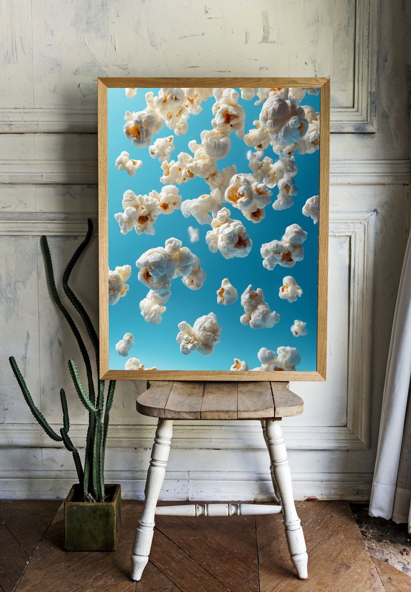 Floating Popcorn Blue Sky Poster room preview