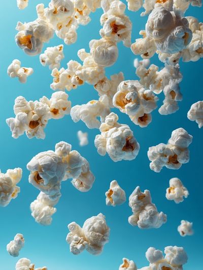Floating Popcorn Blue Sky Poster. poster