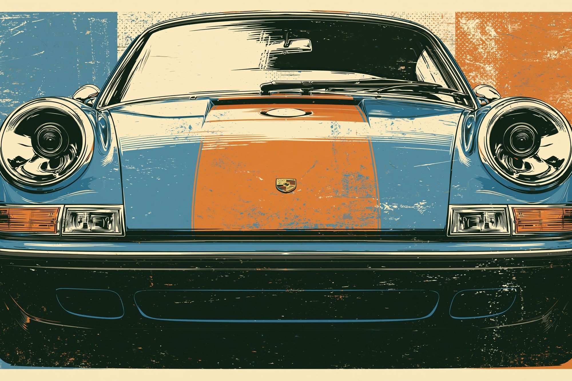 Porsche 911 Front View Vintage Poster. poster — vintage art