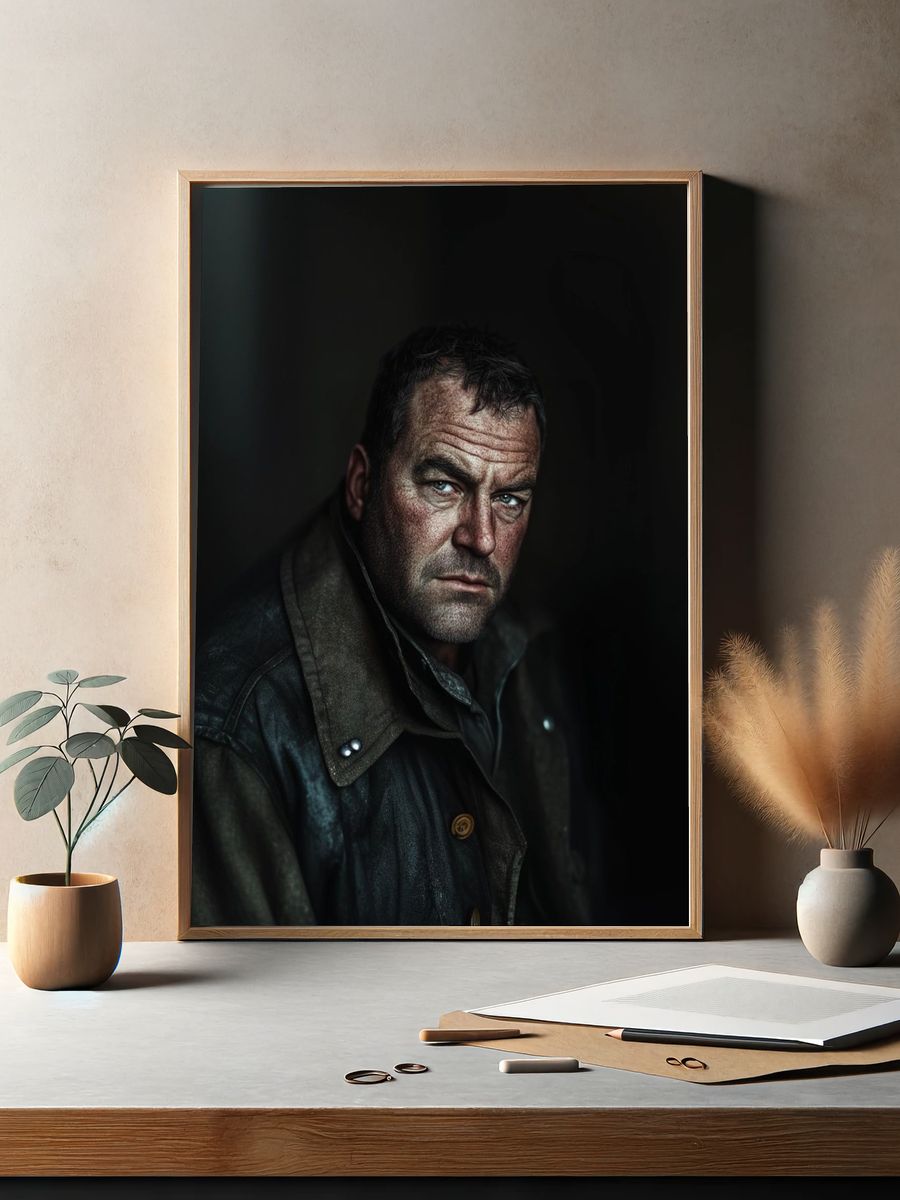 Moody Man Portrait Print. — room view 2