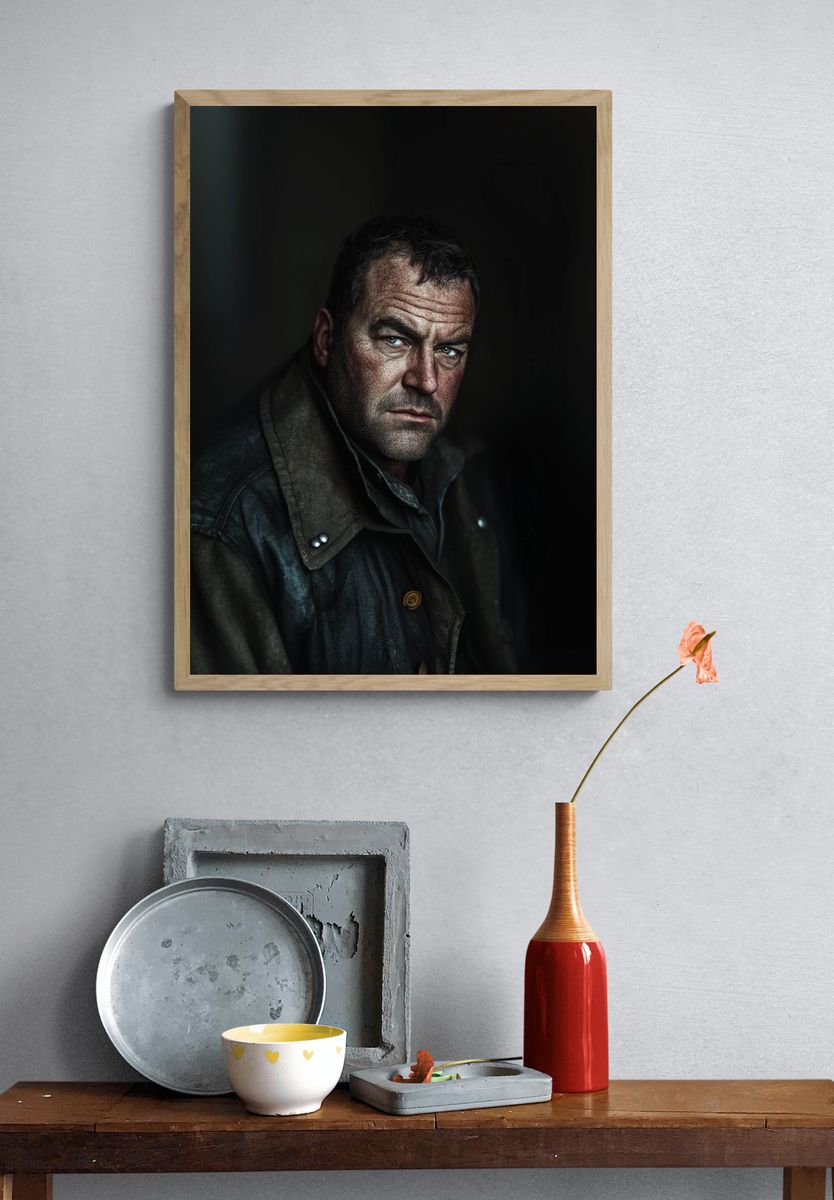 Moody Man Portrait Print. — room view 3