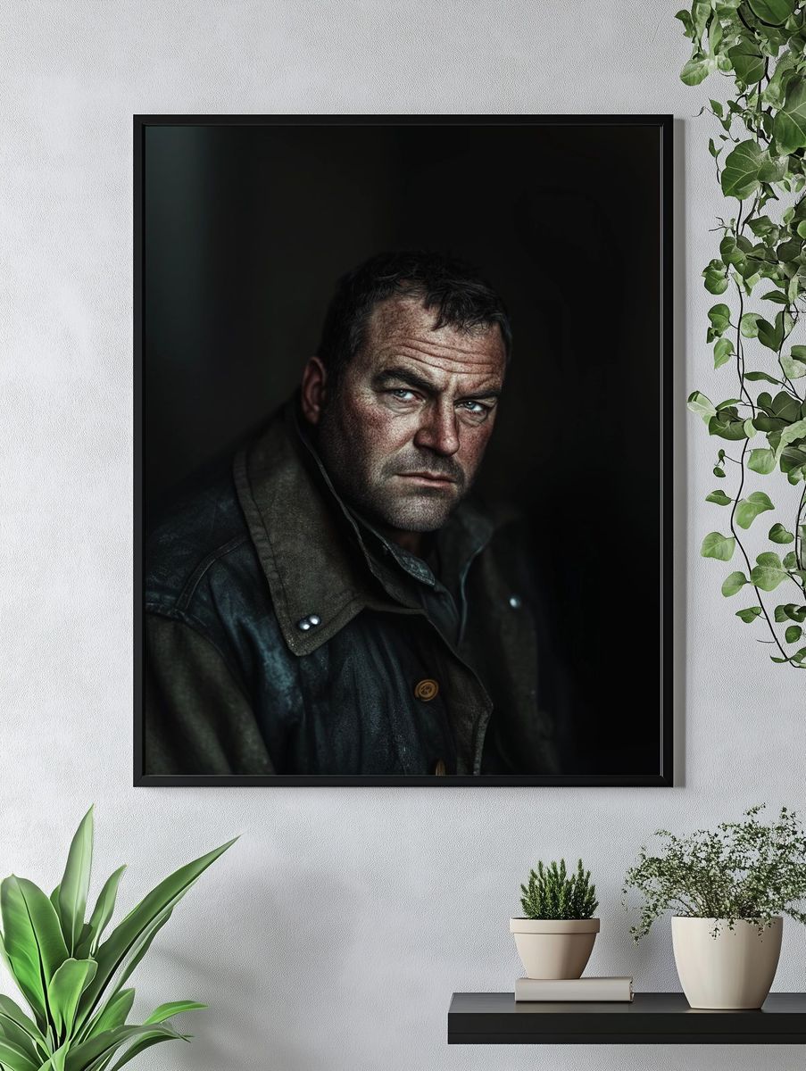 Moody Man Portrait Print. — room view 4