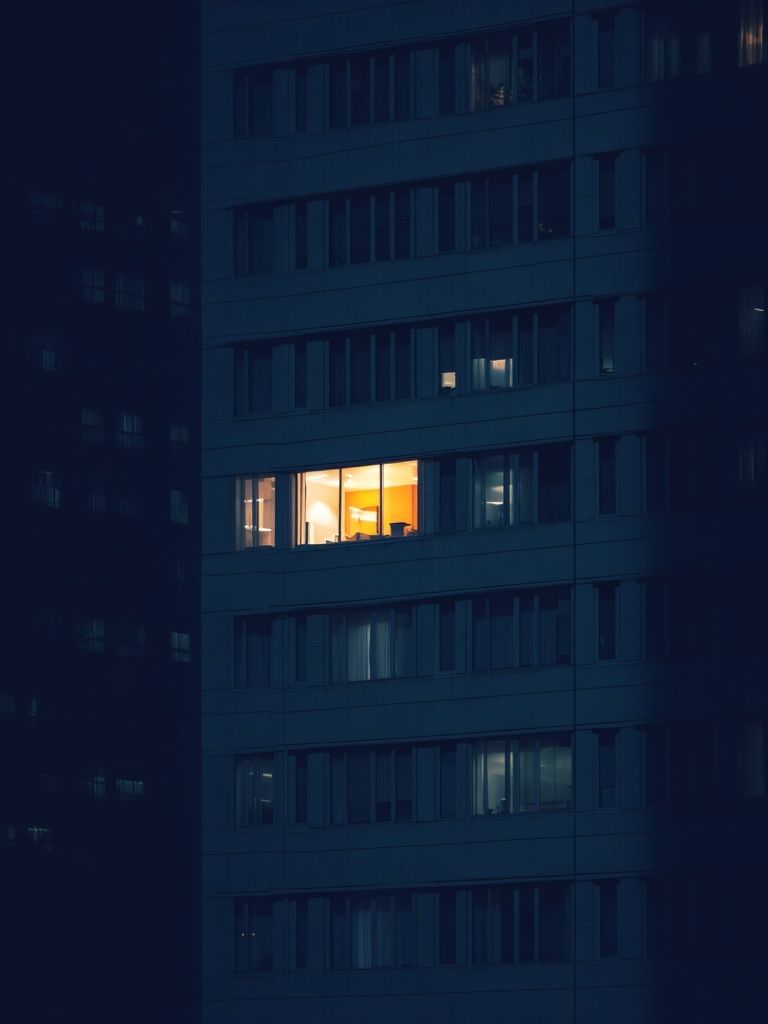 Illuminated Office Window — Photography Print.
