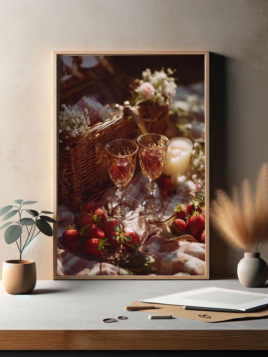 Strawberry Picnic — Photography Print. — room view 2