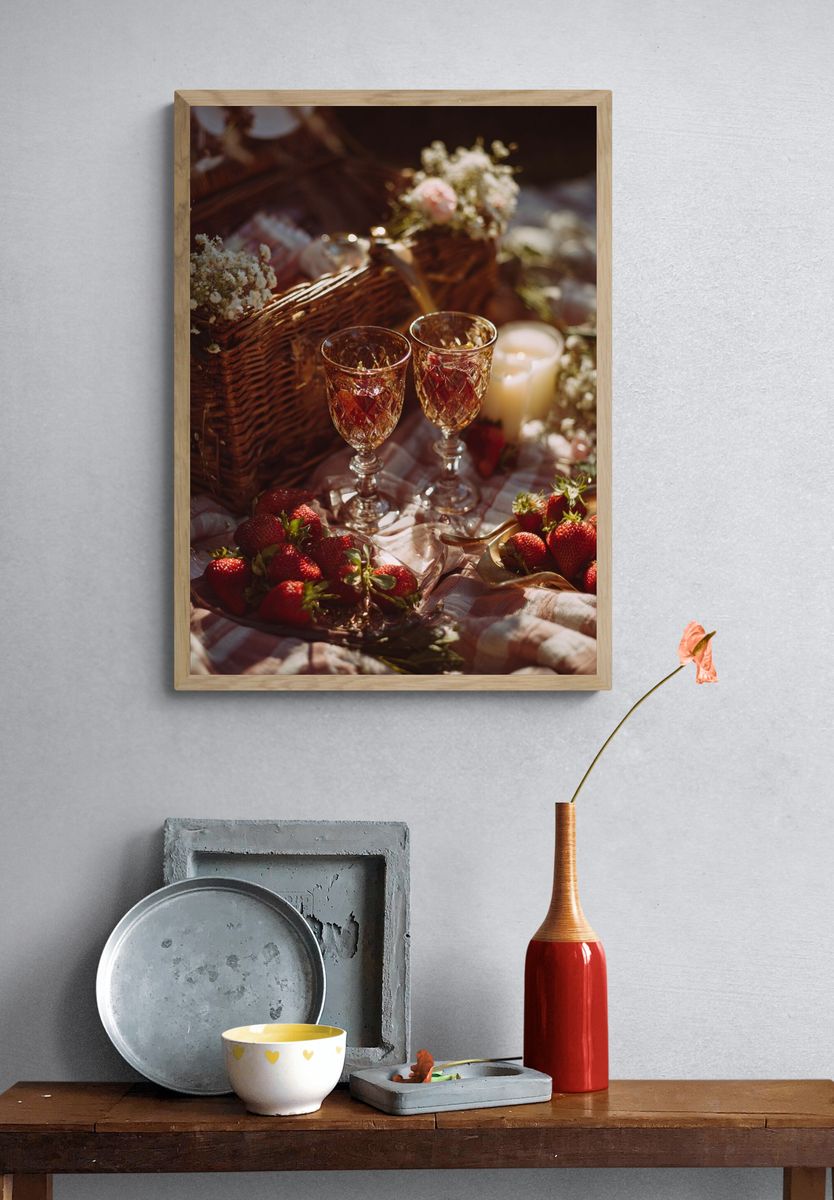 Strawberry Picnic — Photography Print. — room view 3