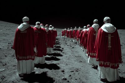 Papal Procession on the Moon — Surrealism Print. poster print