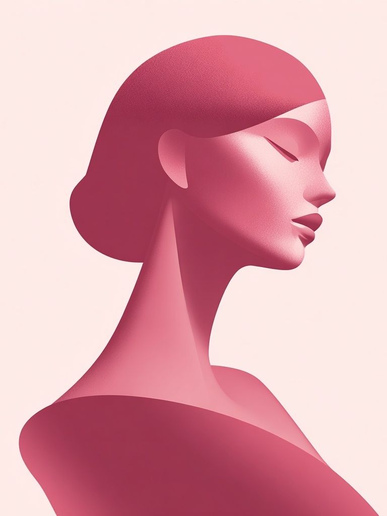 Pink Profile Portrait Print. poster — illustration art
