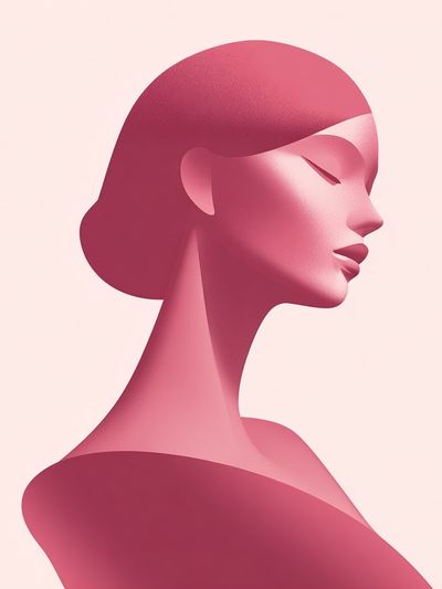 Pink Profile Portrait Print. poster print