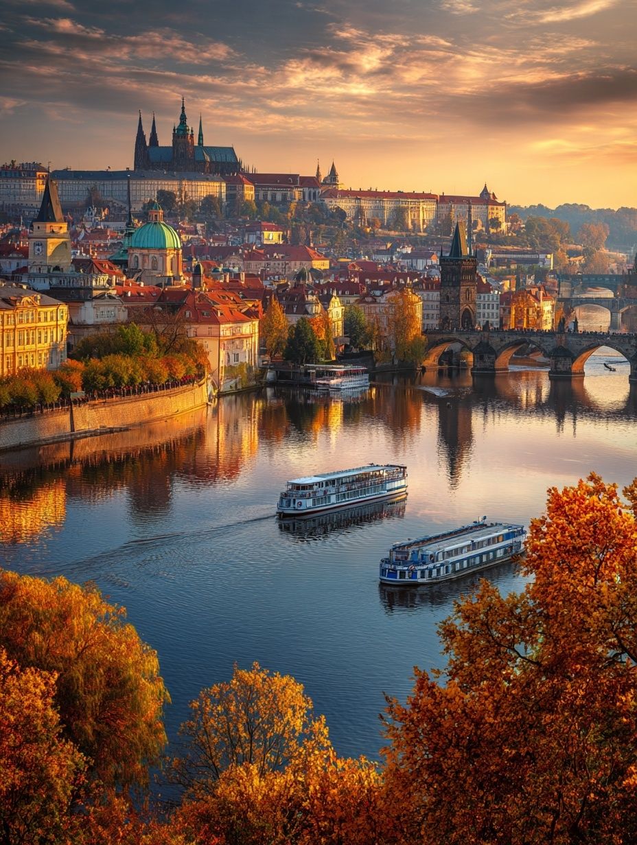 Prague Cityscape at Sunset Poster. poster detail