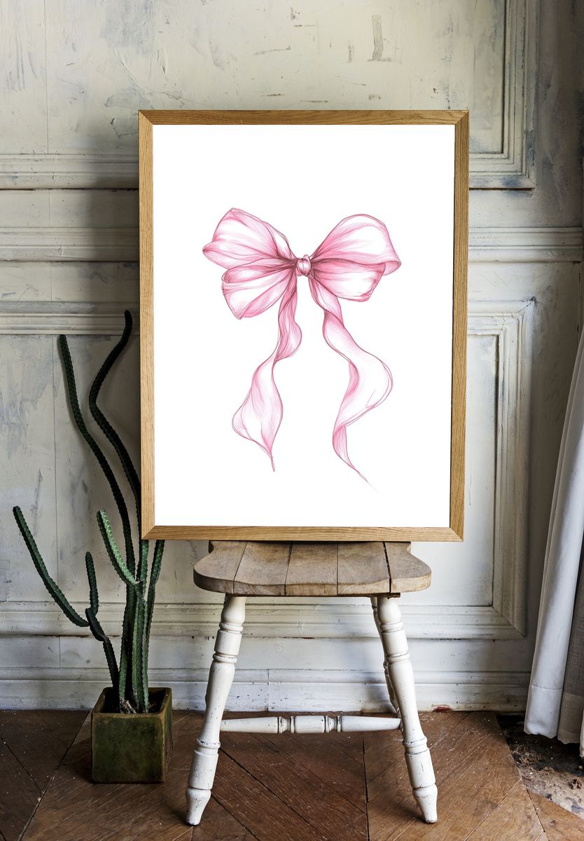 Pink Ribbon Illustration Poster. room preview