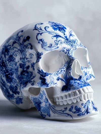 Blue Porcelain Skull Photography Poster. poster print
