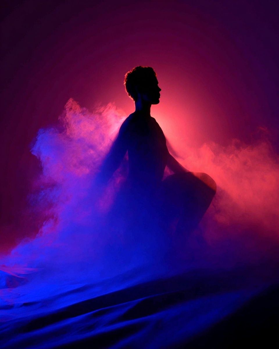 Silhouette in Colorful Smoke Poster. poster — photography art