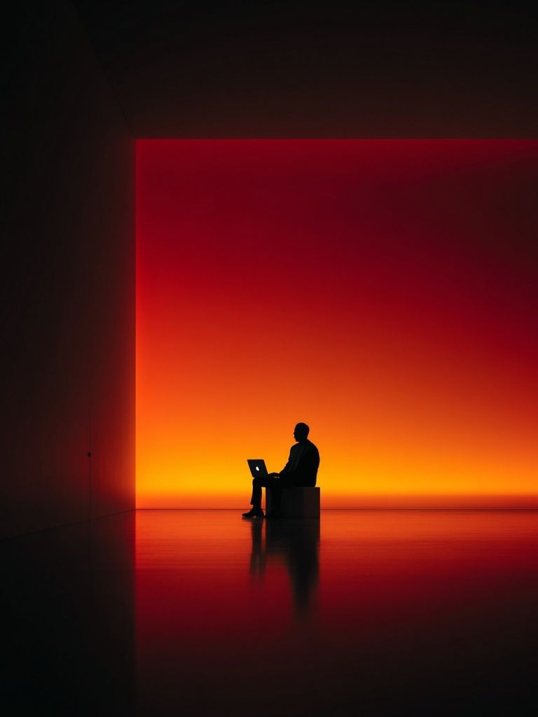Silhouette in Sunset Glow — Modern Photography Print. poster detail