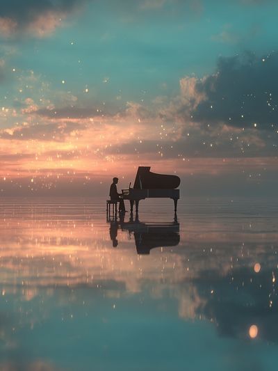 Piano at Sunset — Dreamy Print. poster print