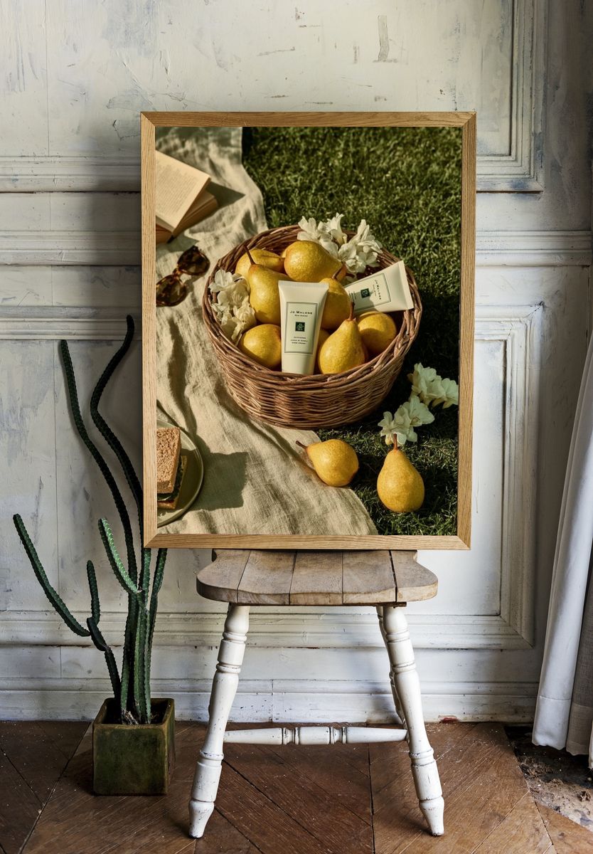 Pear Picnic Still Life Print. — room view 1