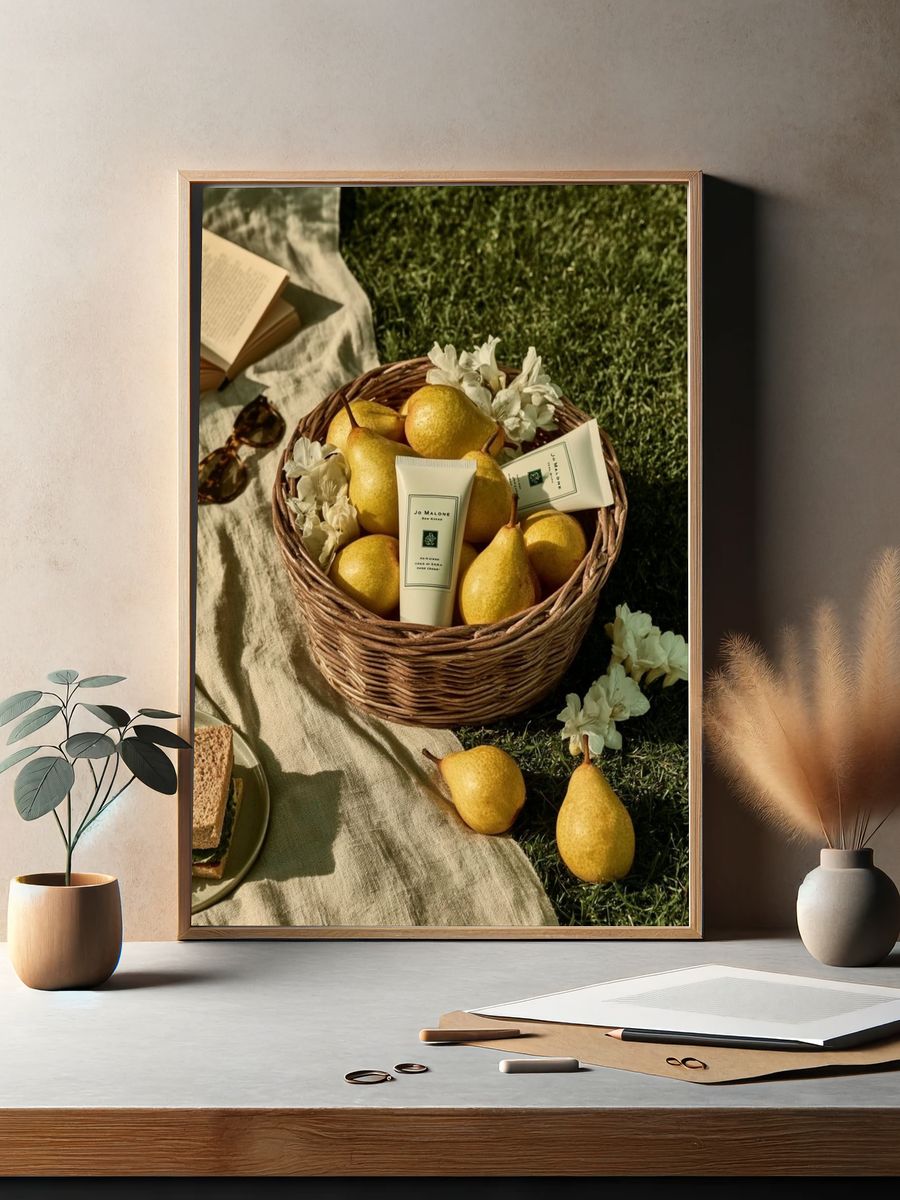 Pear Picnic Still Life Print. — room view 2