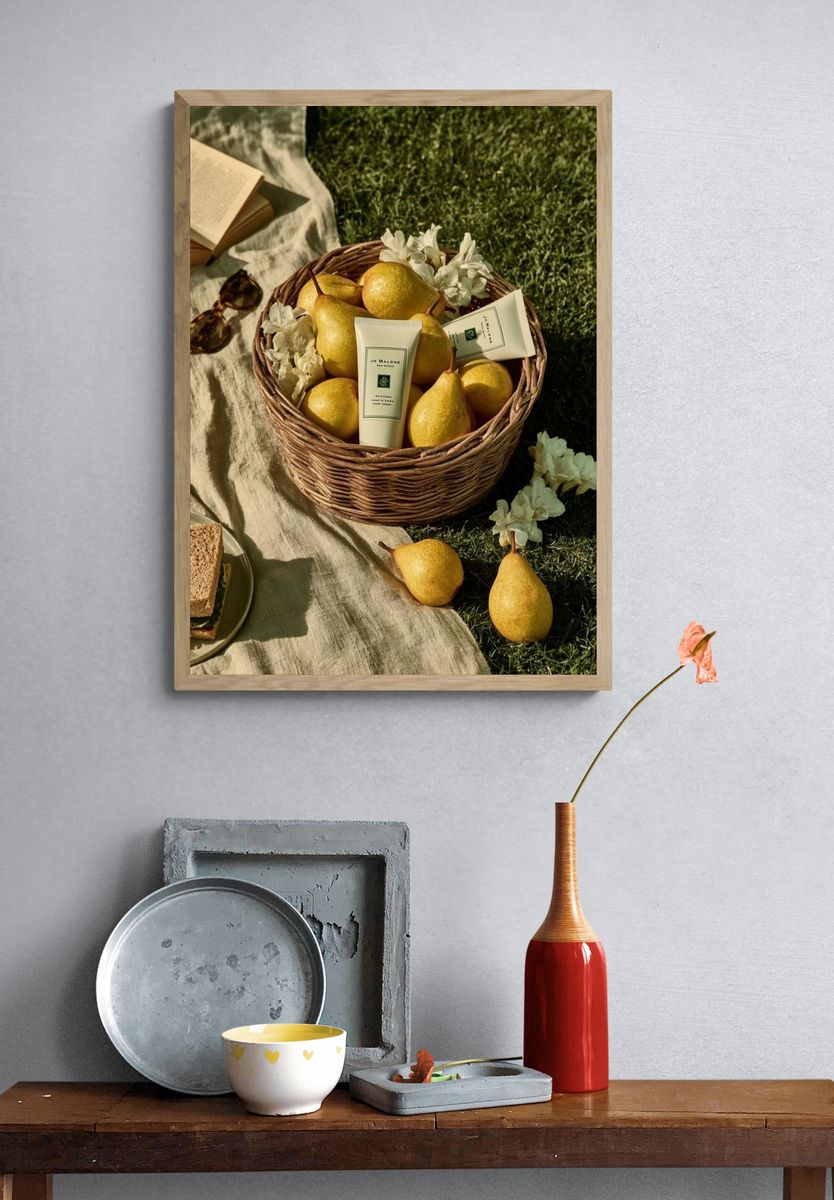 Pear Picnic Still Life Print. — room view 3