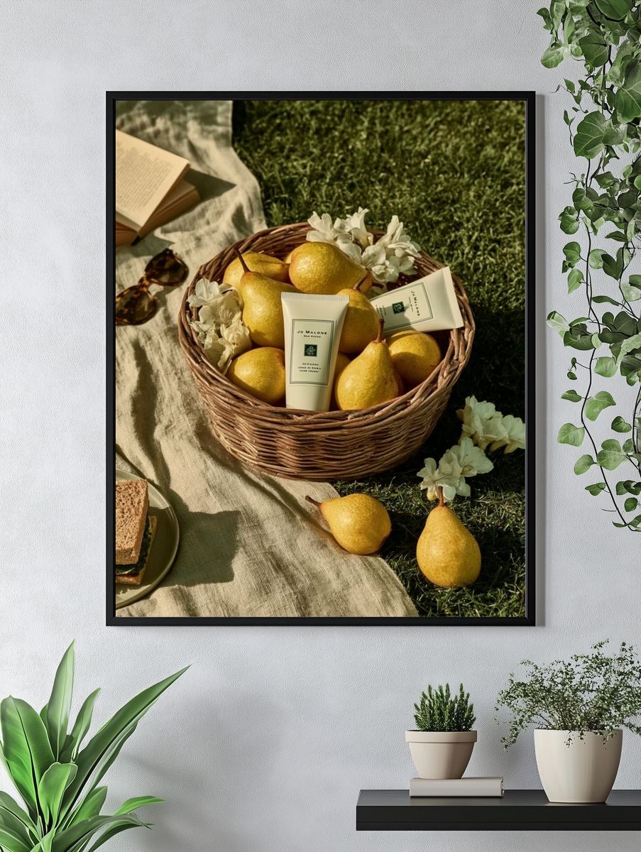 Pear Picnic Still Life Print. — room view 4