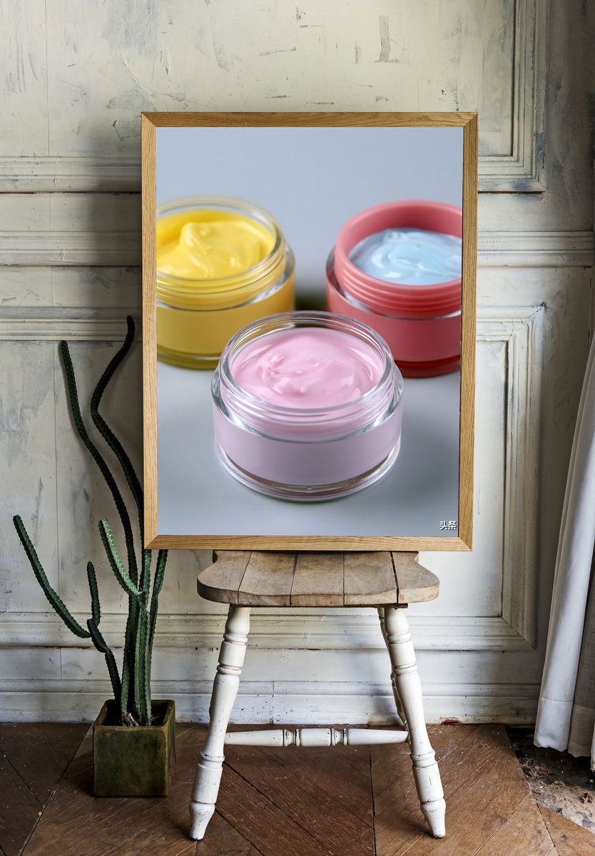 Pastel Skincare Jars Photography Poster. — room view 1