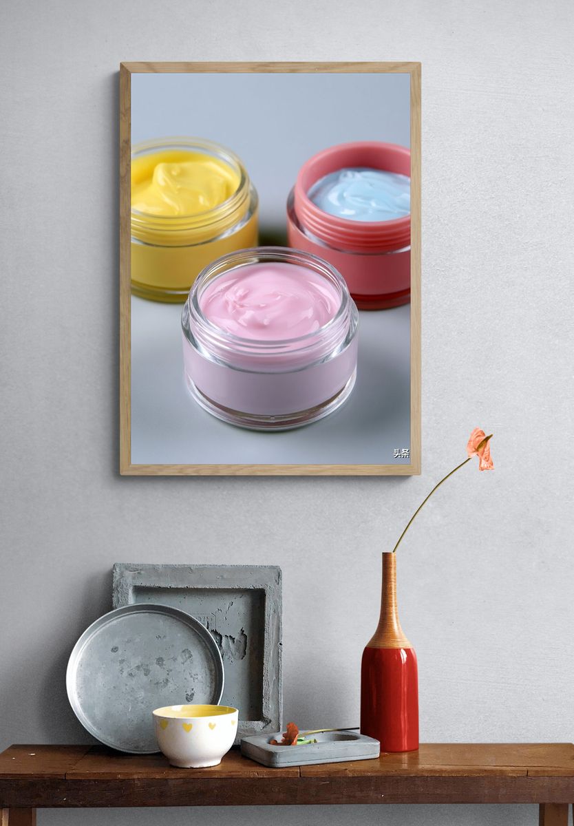 Pastel Skincare Jars Photography Poster. — room view 3