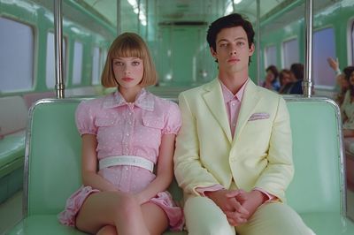 Pastel Subway Couple Poster. poster print