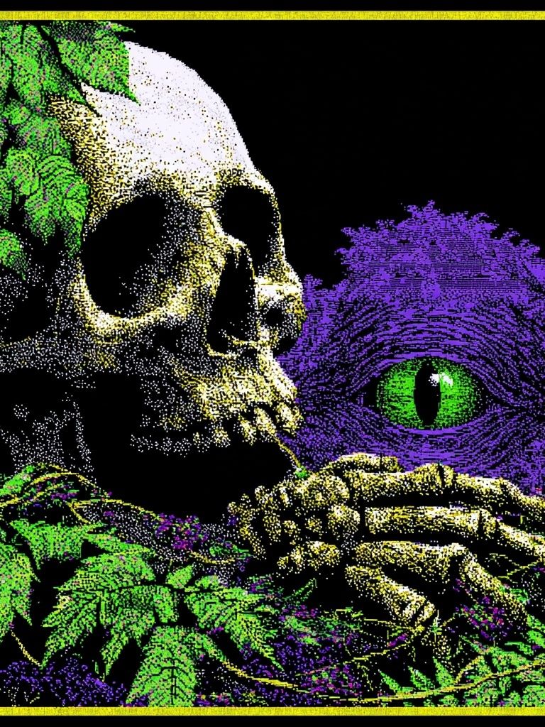 Psychedelic Skull and Cat Eye Poster. poster detail