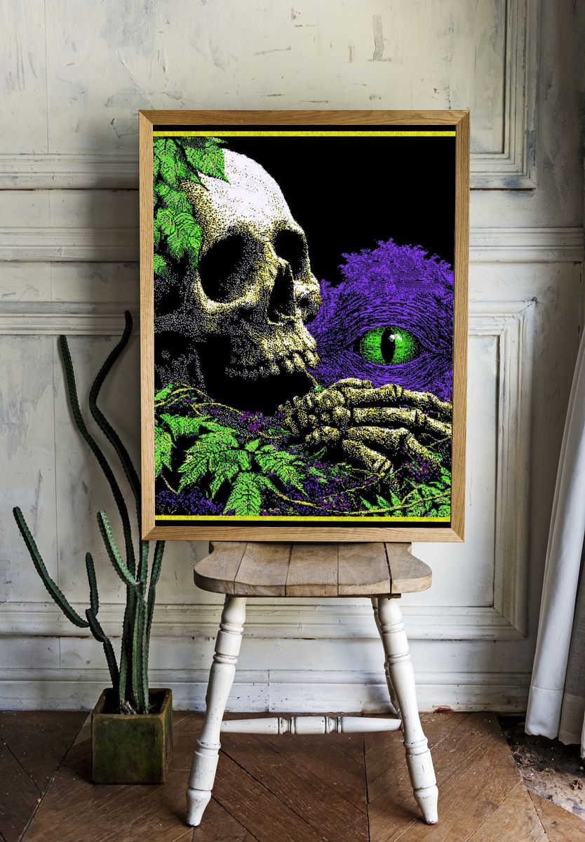 Psychedelic Skull and Cat Eye Poster room preview