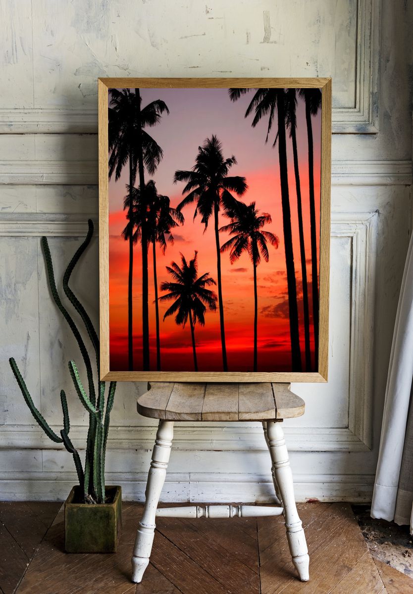 Palm Trees at Sunset Poster. — room view 1