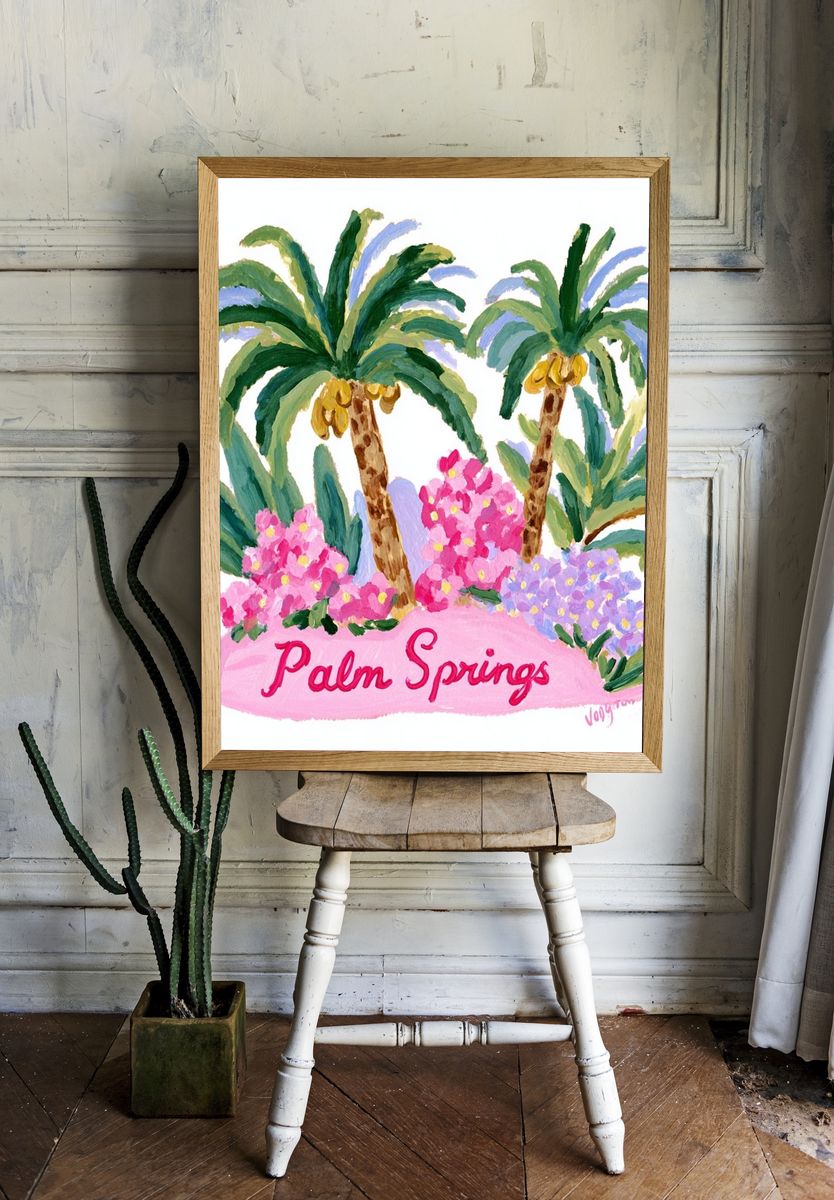 Palm Springs Tropical Illustration Poster. room preview