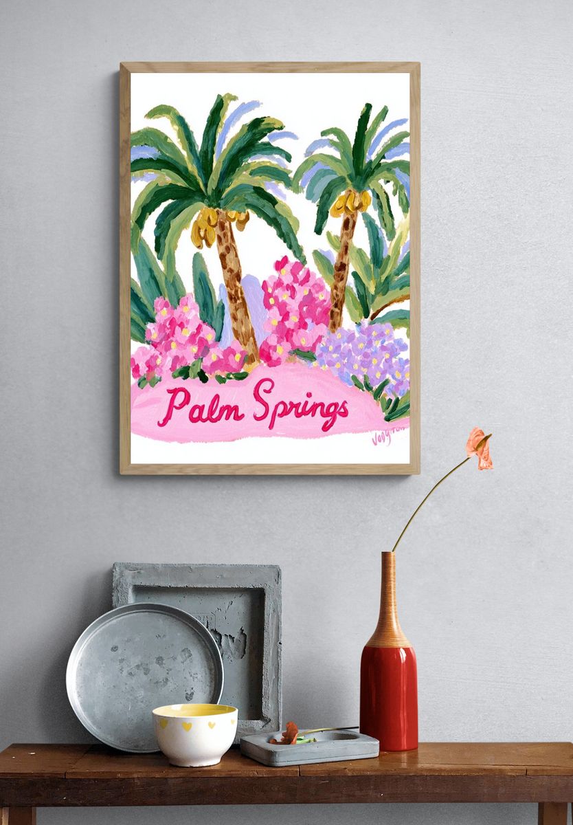 Palm Springs Tropical Illustration Poster. — room view 3