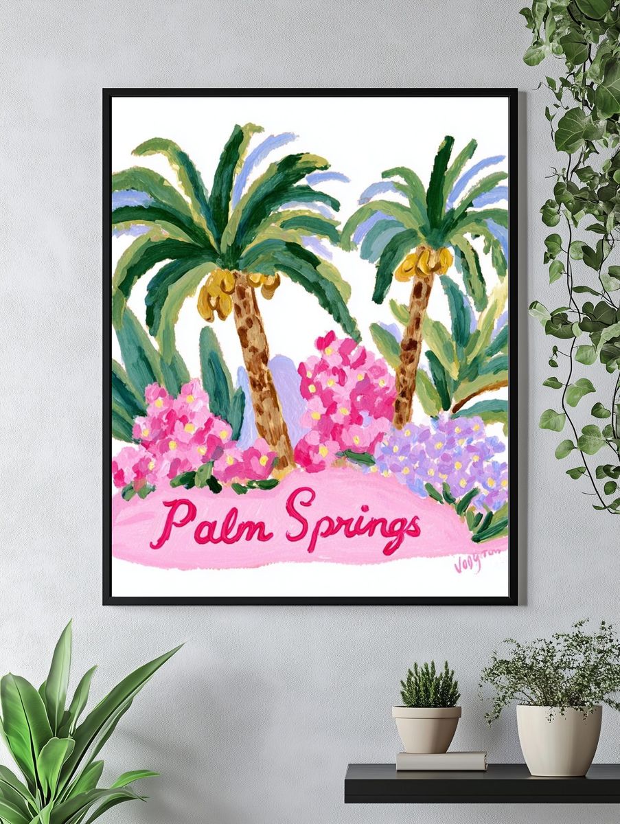 Palm Springs Tropical Illustration Poster. — room view 4
