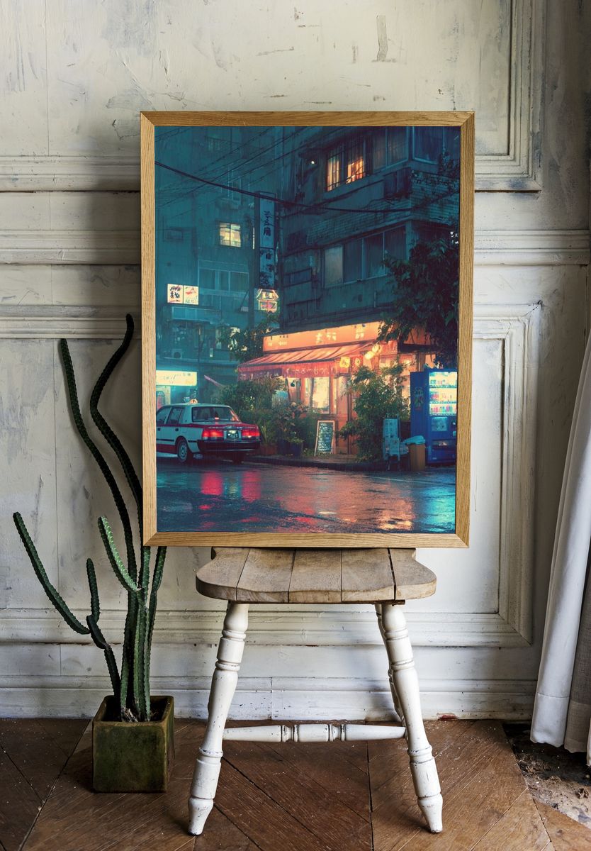 Rainy Tokyo Street — Photography Print. — room view 1