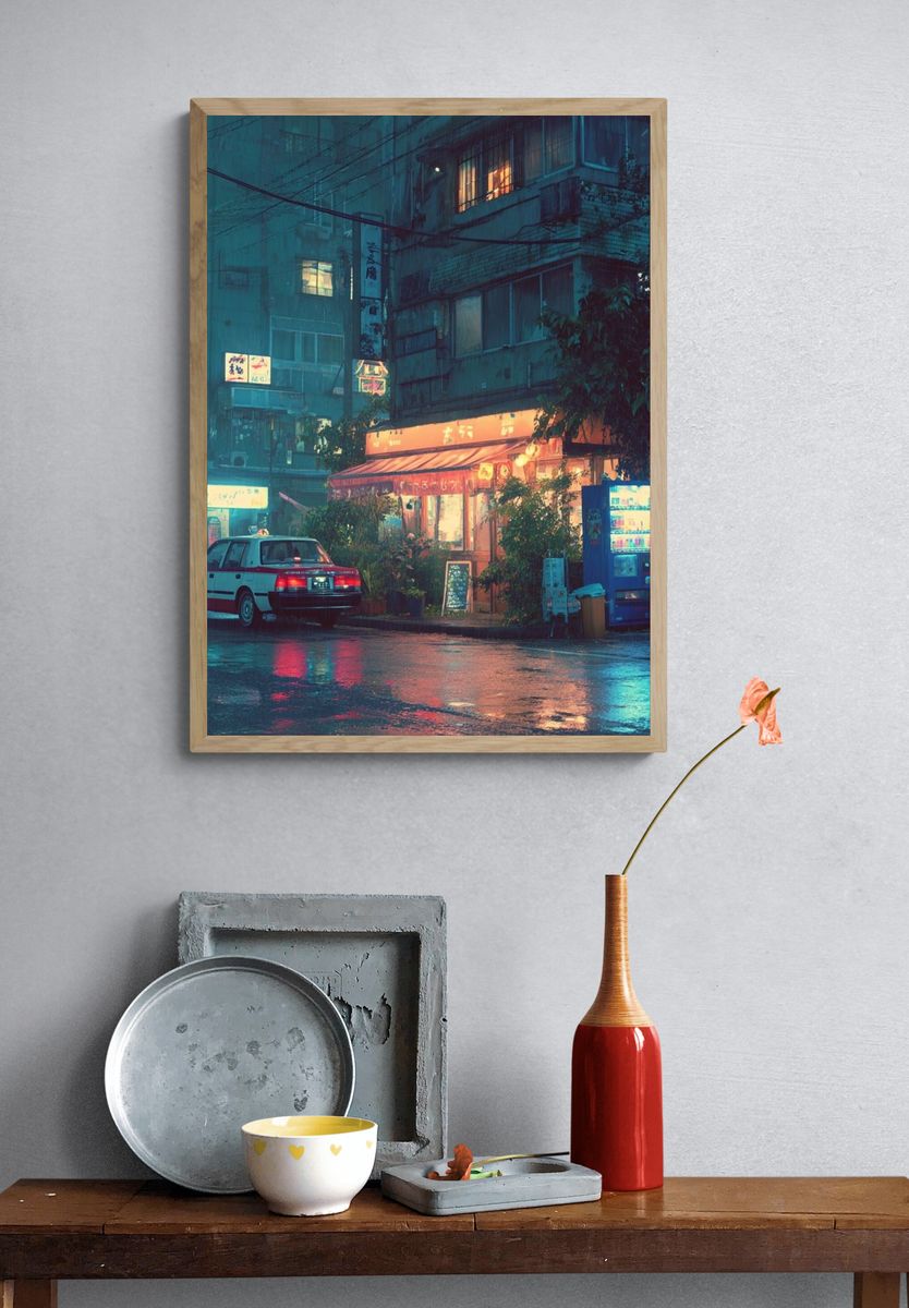Rainy Tokyo Street — Photography Print. — room view 3