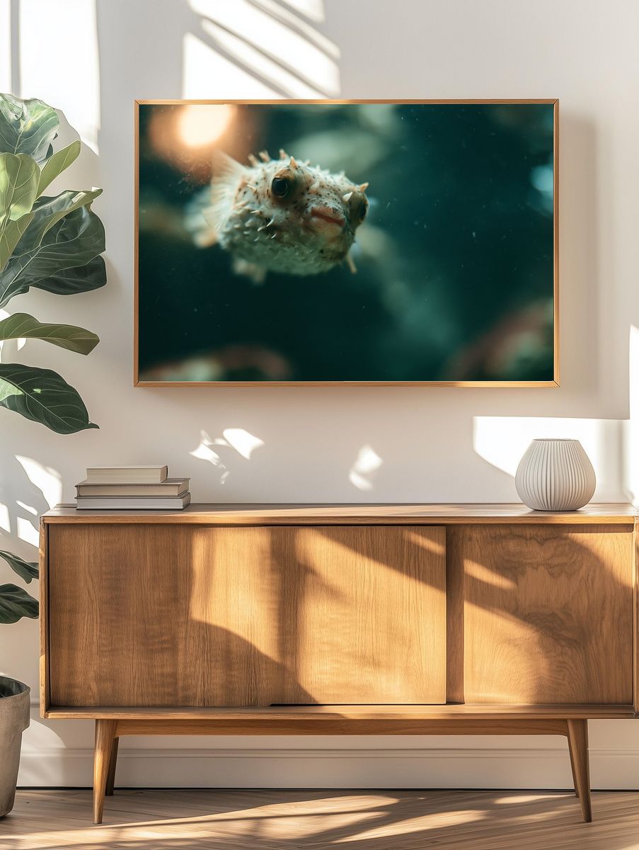 Pufferfish Underwater Photography Poster. — room view 3