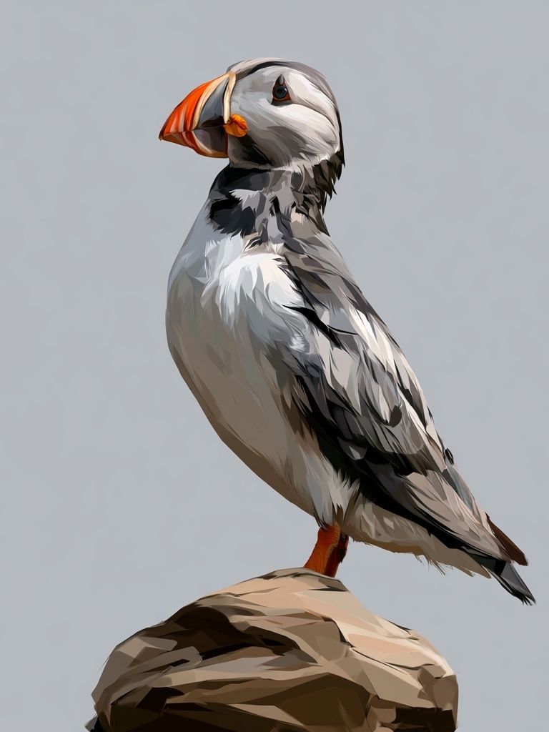 Puffin Portrait Illustration Poster. poster detail
