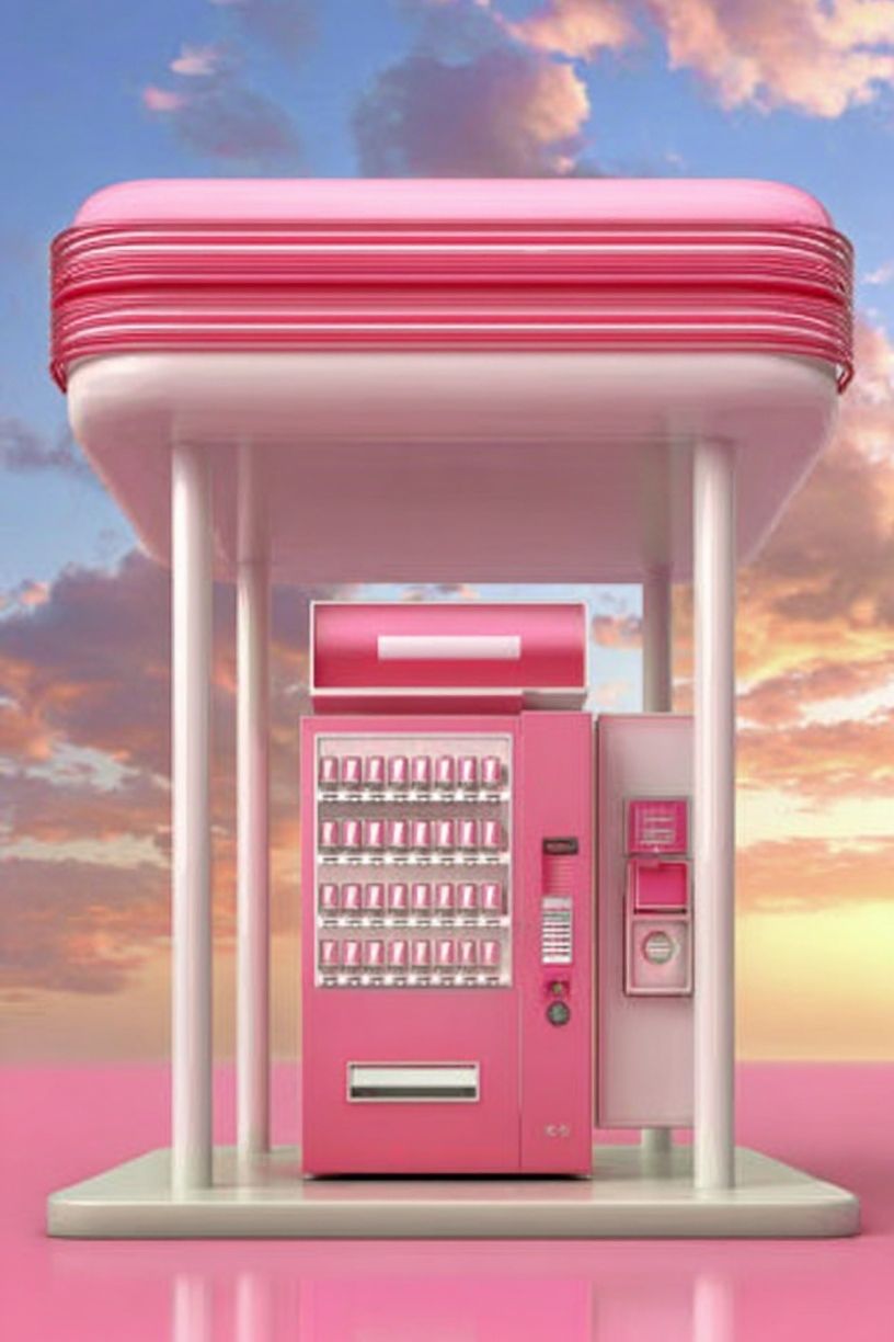 Pink Vending Machine Retro Print. poster detail
