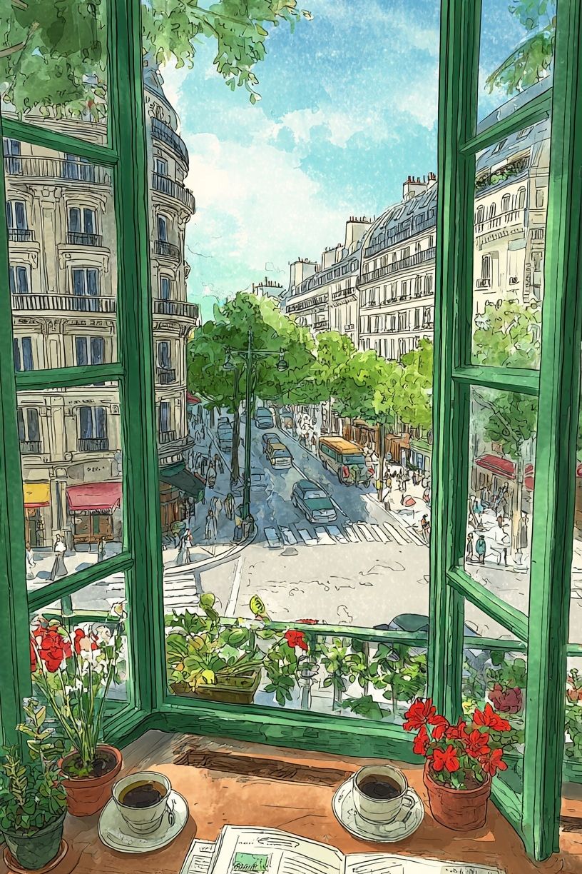 Parisian Window — Illustration Print. poster detail